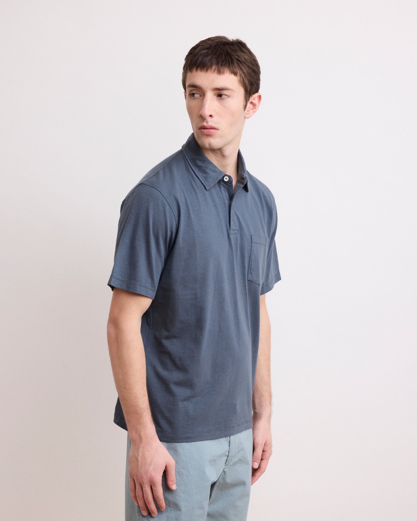 Polo Homme en Coton Slub Carbone