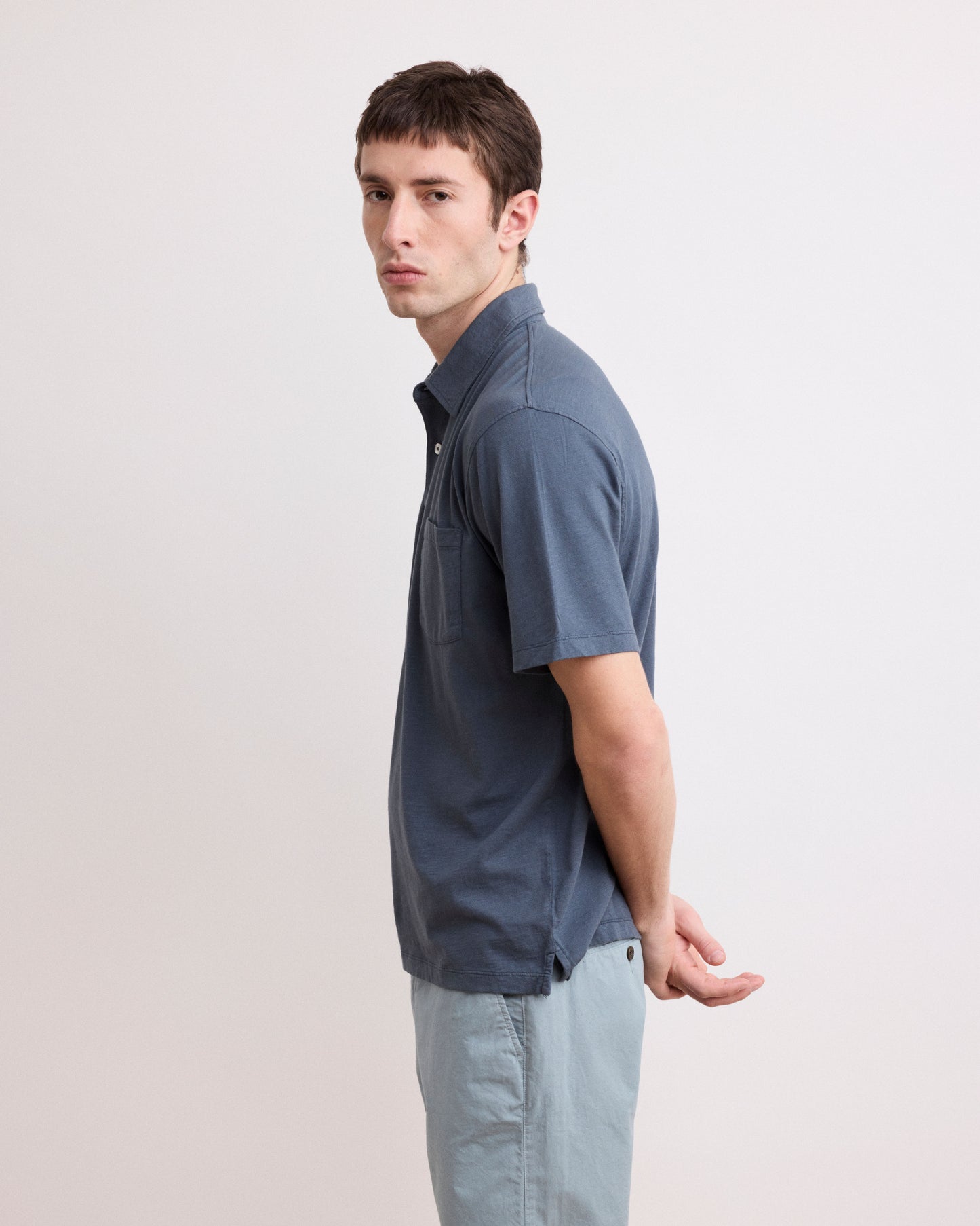 Polo Homme en Coton Slub Carbone