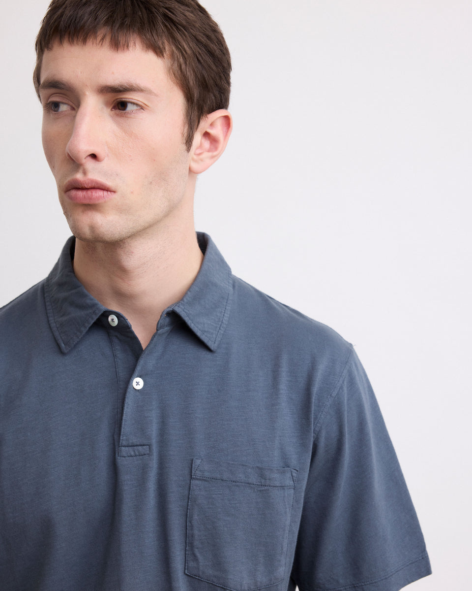 Men's Charcoal Slub Jersey Polo - Image 3