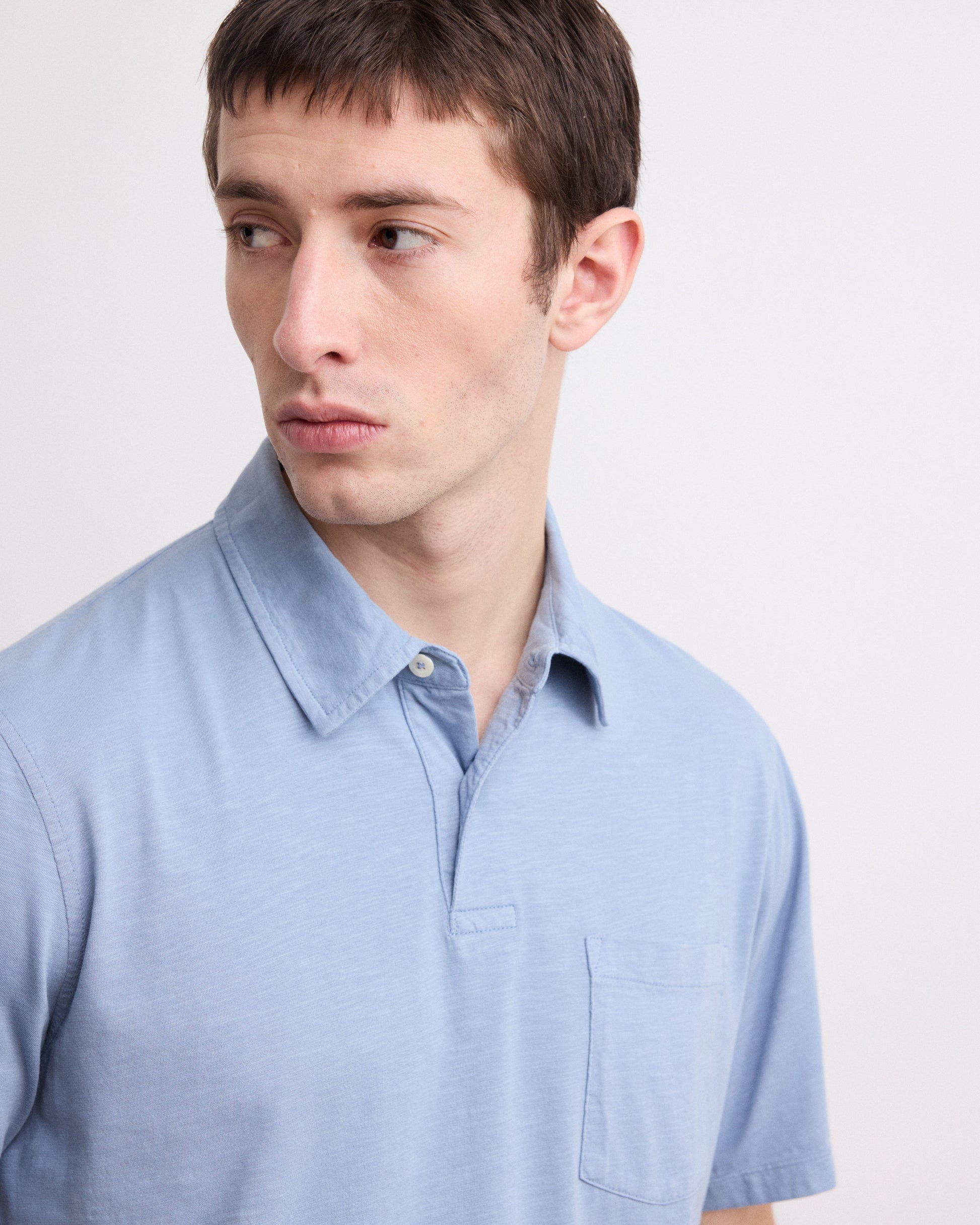 Polo Homme en Coton Slub Bleu Gris