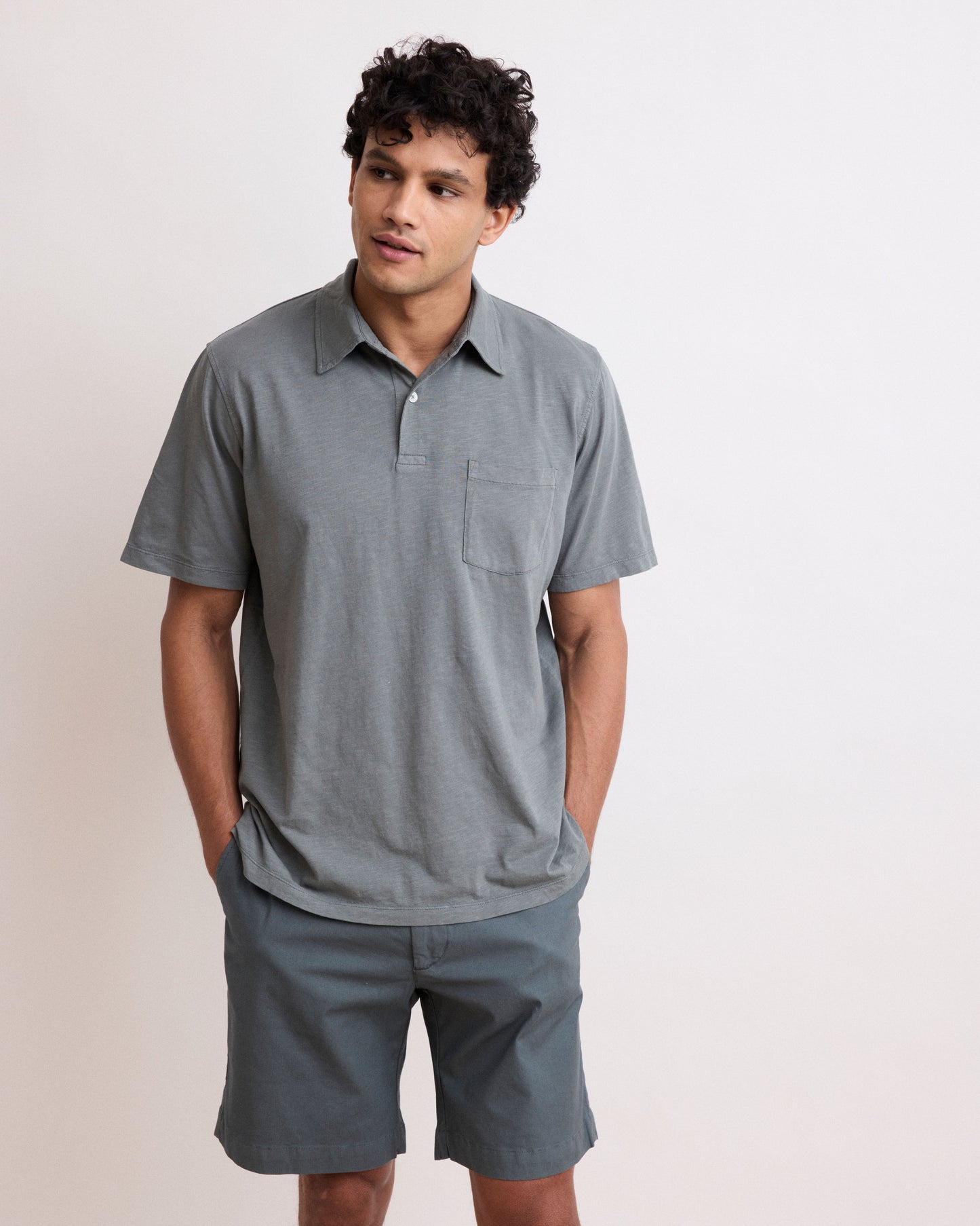 Polo Homme en Coton Slub Vert Olive