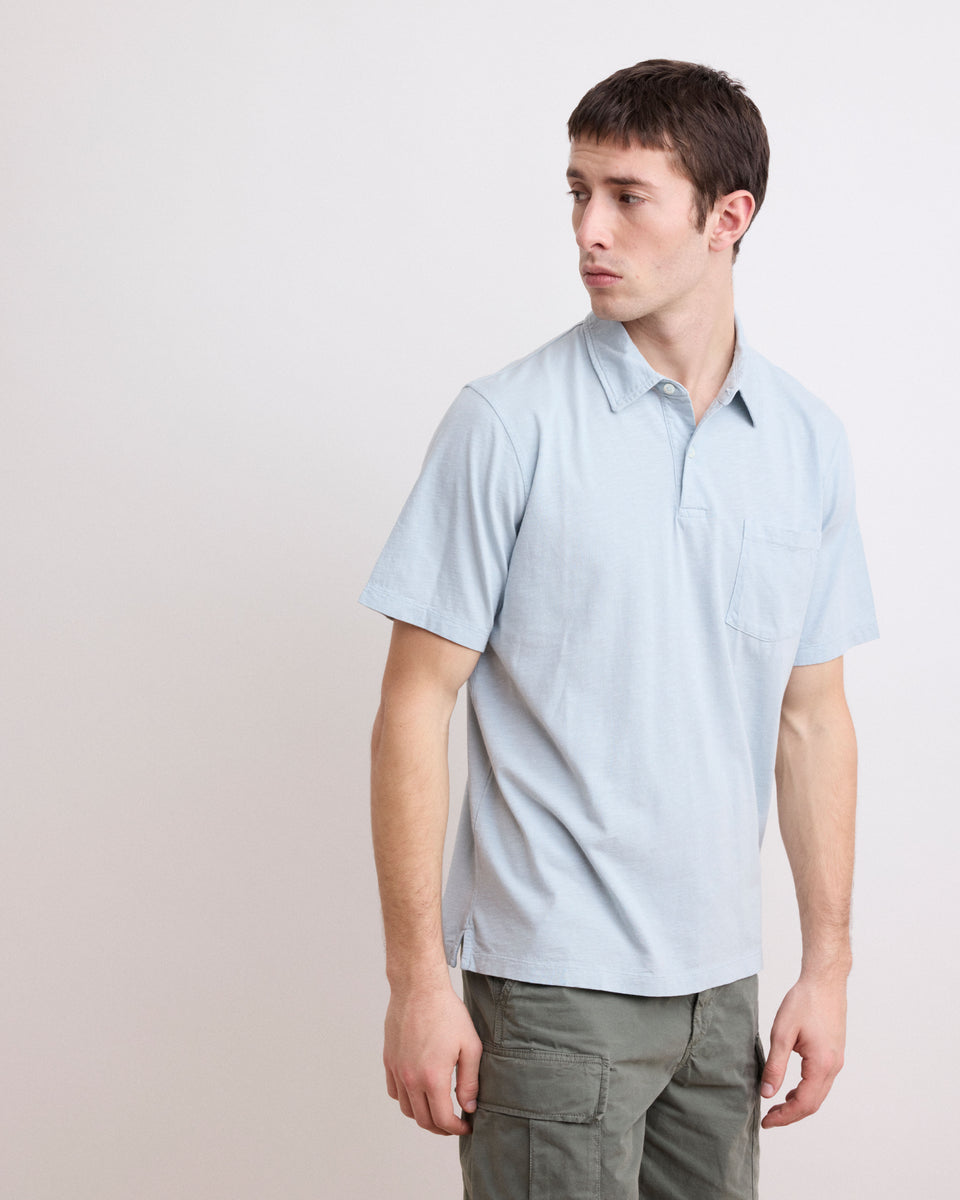 Polo Homme en Coton Slub Vert de Gris Polo - Image principale