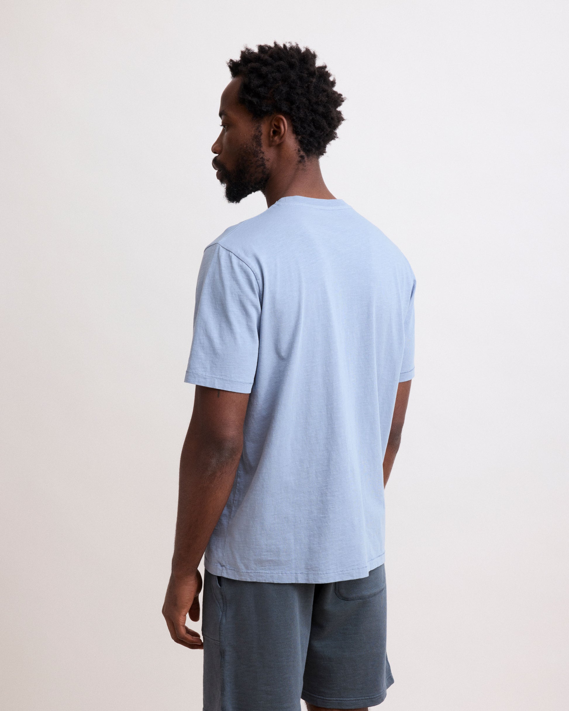 Tee Shirt Homme en Coton Slub Imprimé "Nautilus" Bleu Gris