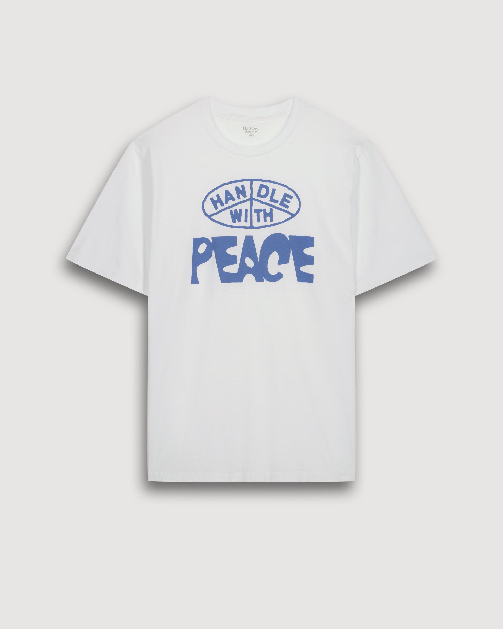 Tee Shirt Homme en Coton Slub Imprimé "Peace" Blanc