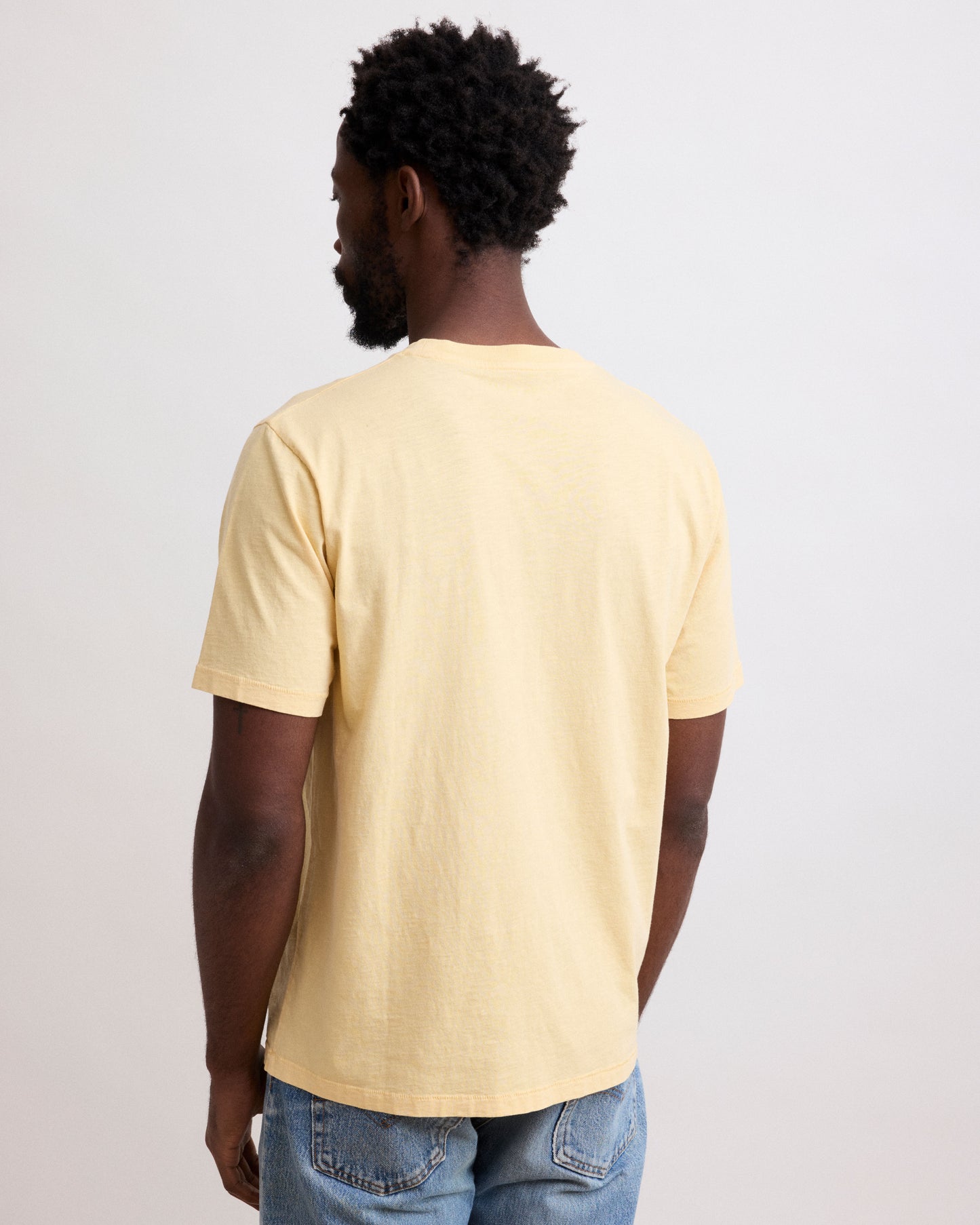 Tee Shirt Homme en Coton Slub Imprimé "Surf Days" Jaune