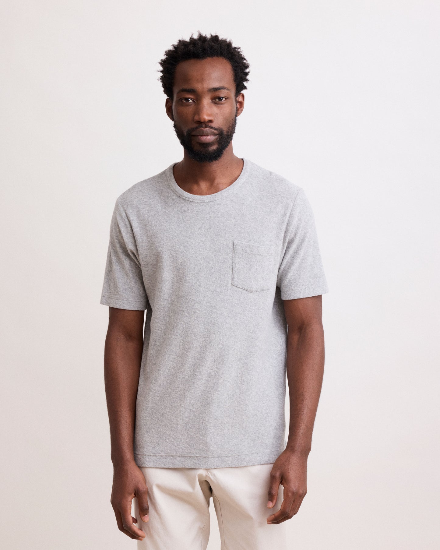 Tee Shirt Homme en Éponge Gris Chiné