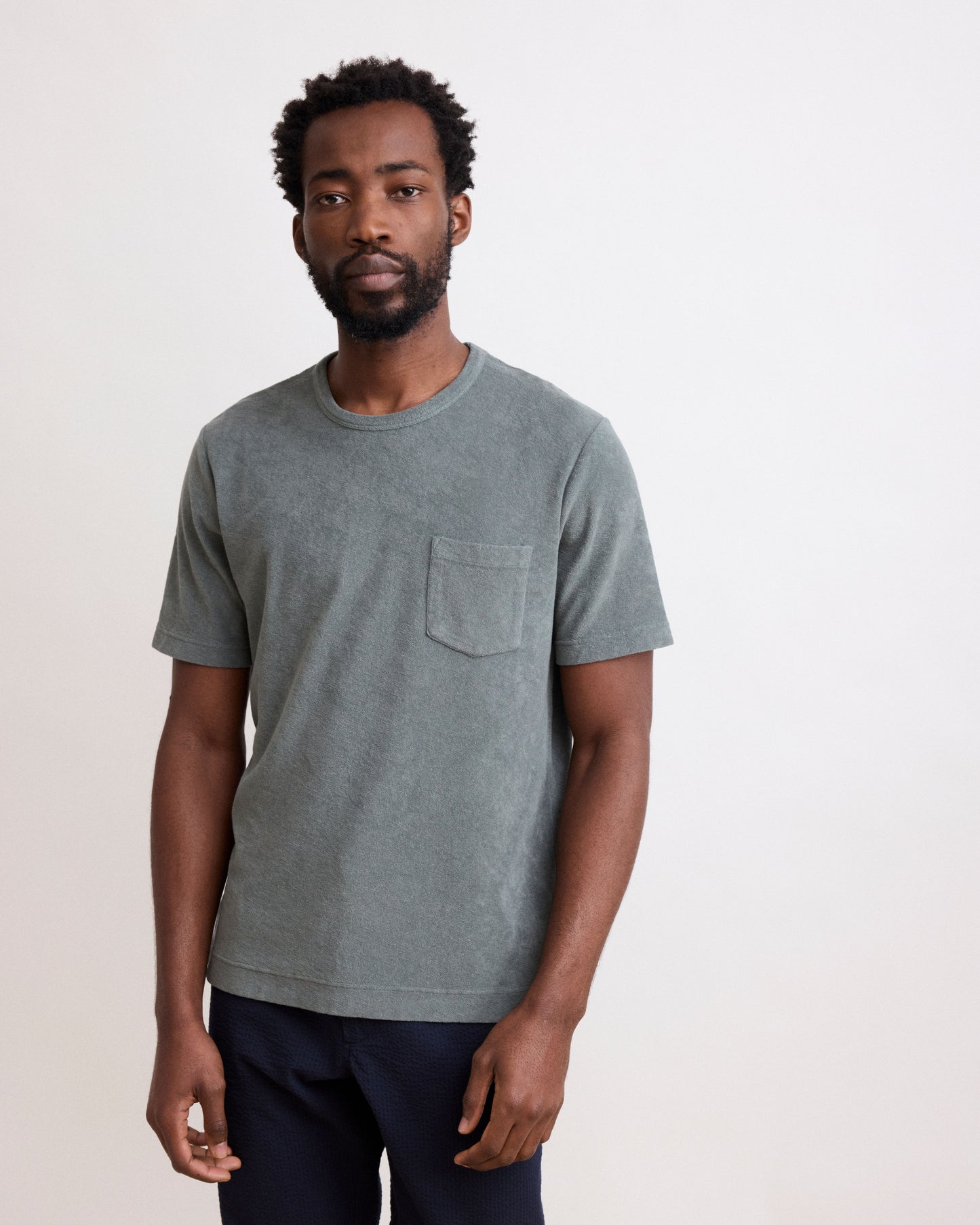 Tee Shirt Homme en Éponge Vert olive