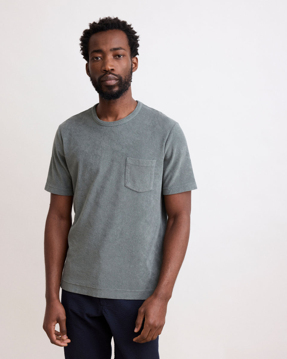 Men's Olive Green Terry T-shirt - Image principale