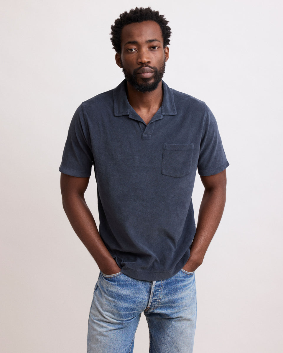 Men's Charcoal Terry Polo - Image principale