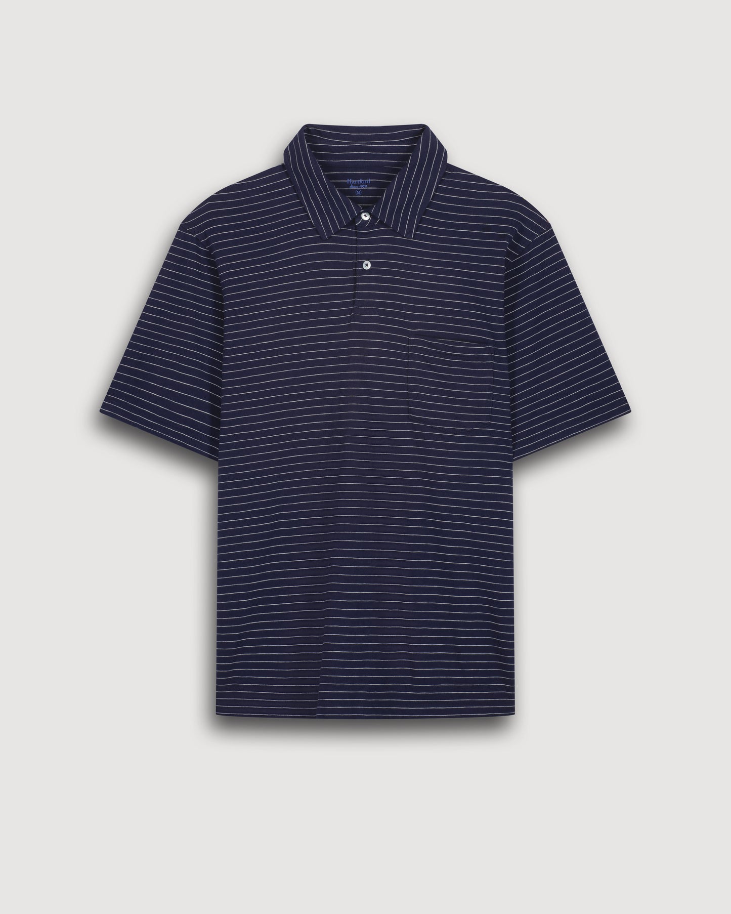 Men's Ecru & Cobalt Blue Striped Slub Jersey Polo