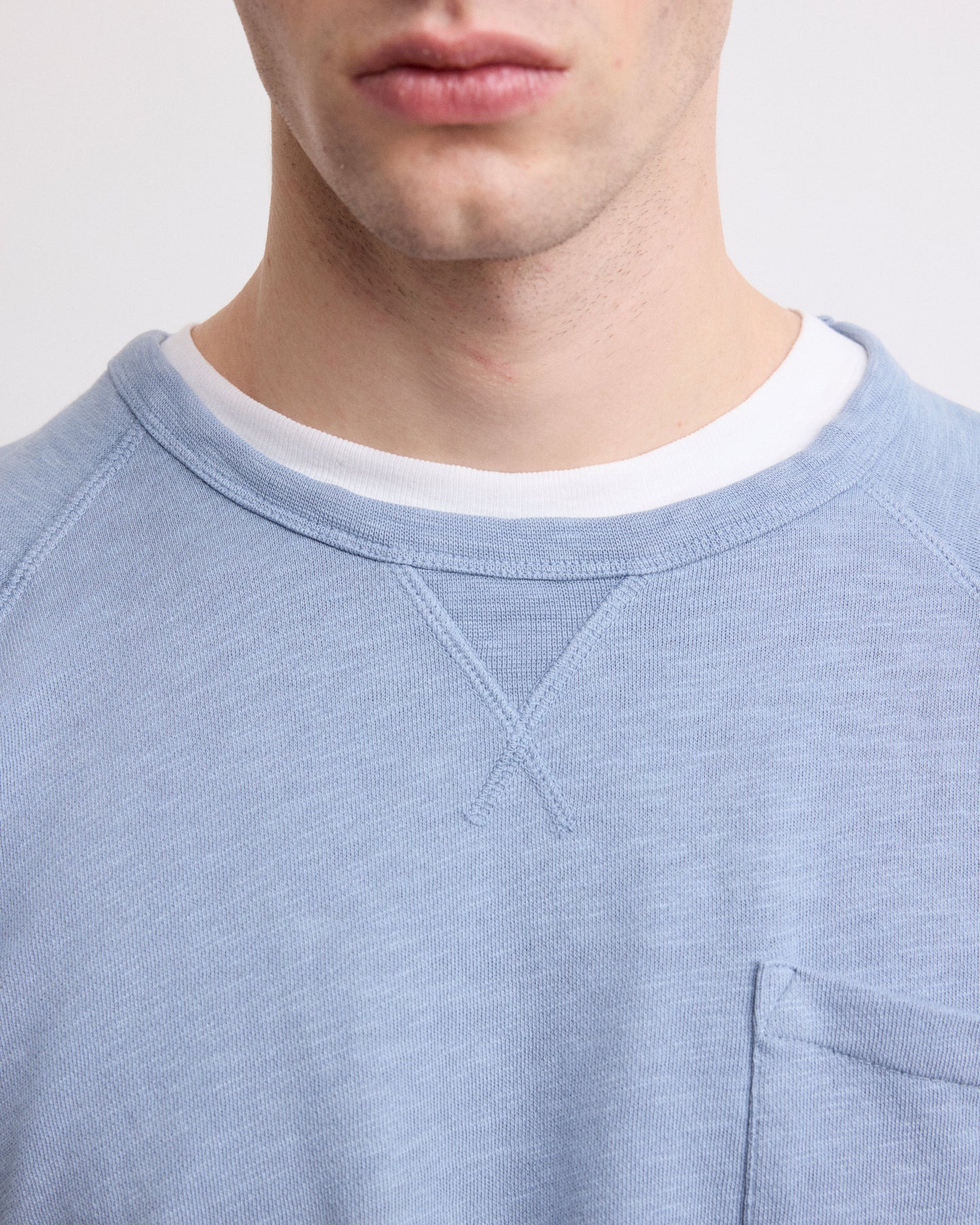 Sweatshirt Homme en Coton Flammé Bleu Pocket