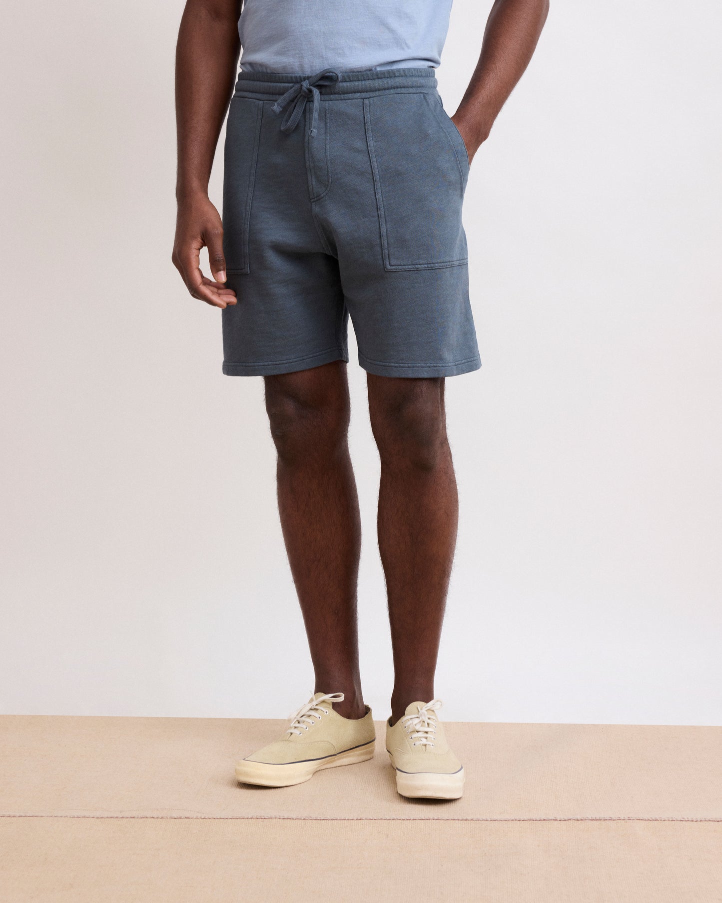 Short Homme en Coton Flammé Carbone