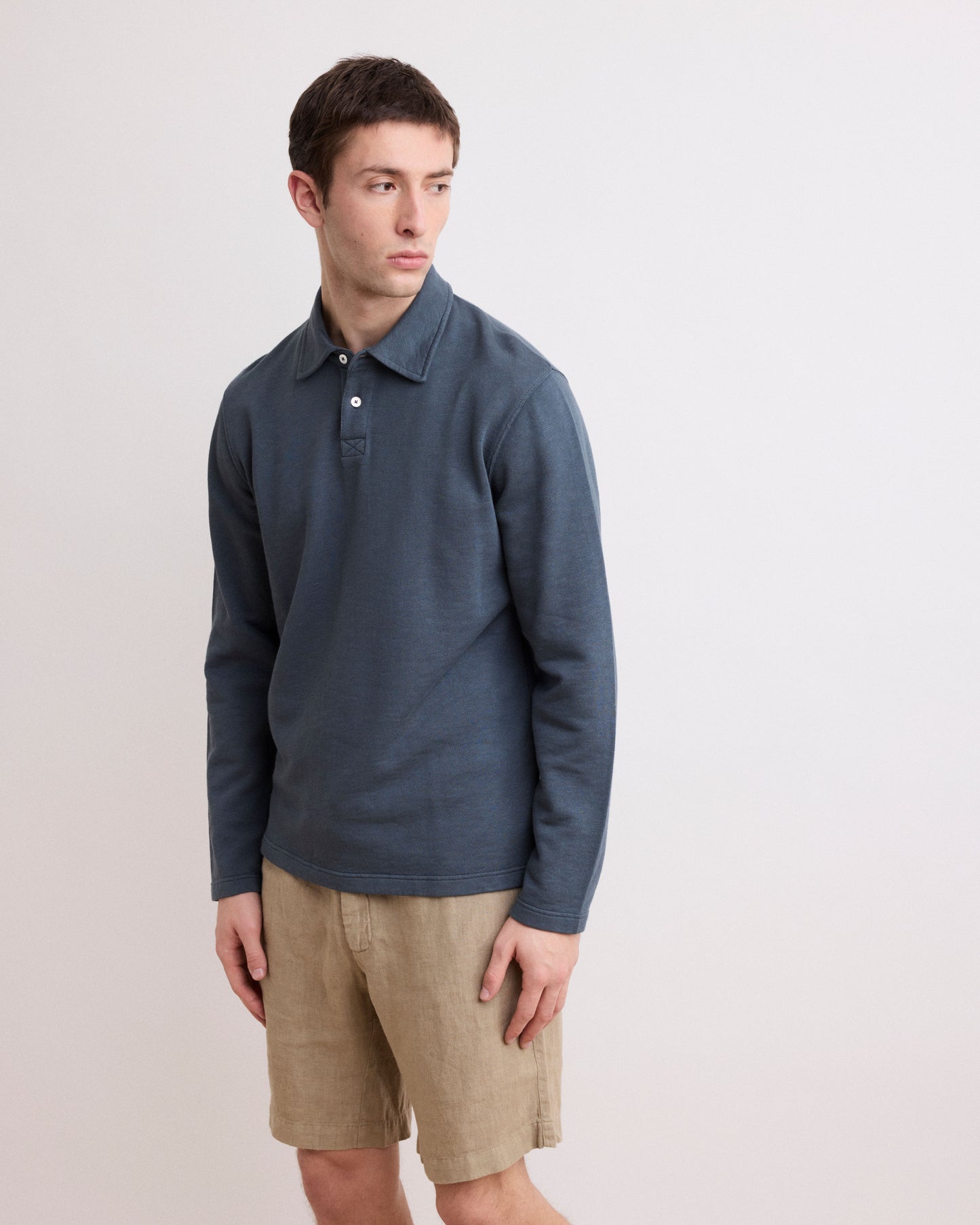 Sweatshirt Homme col Polo en Coton Flammé Carbone