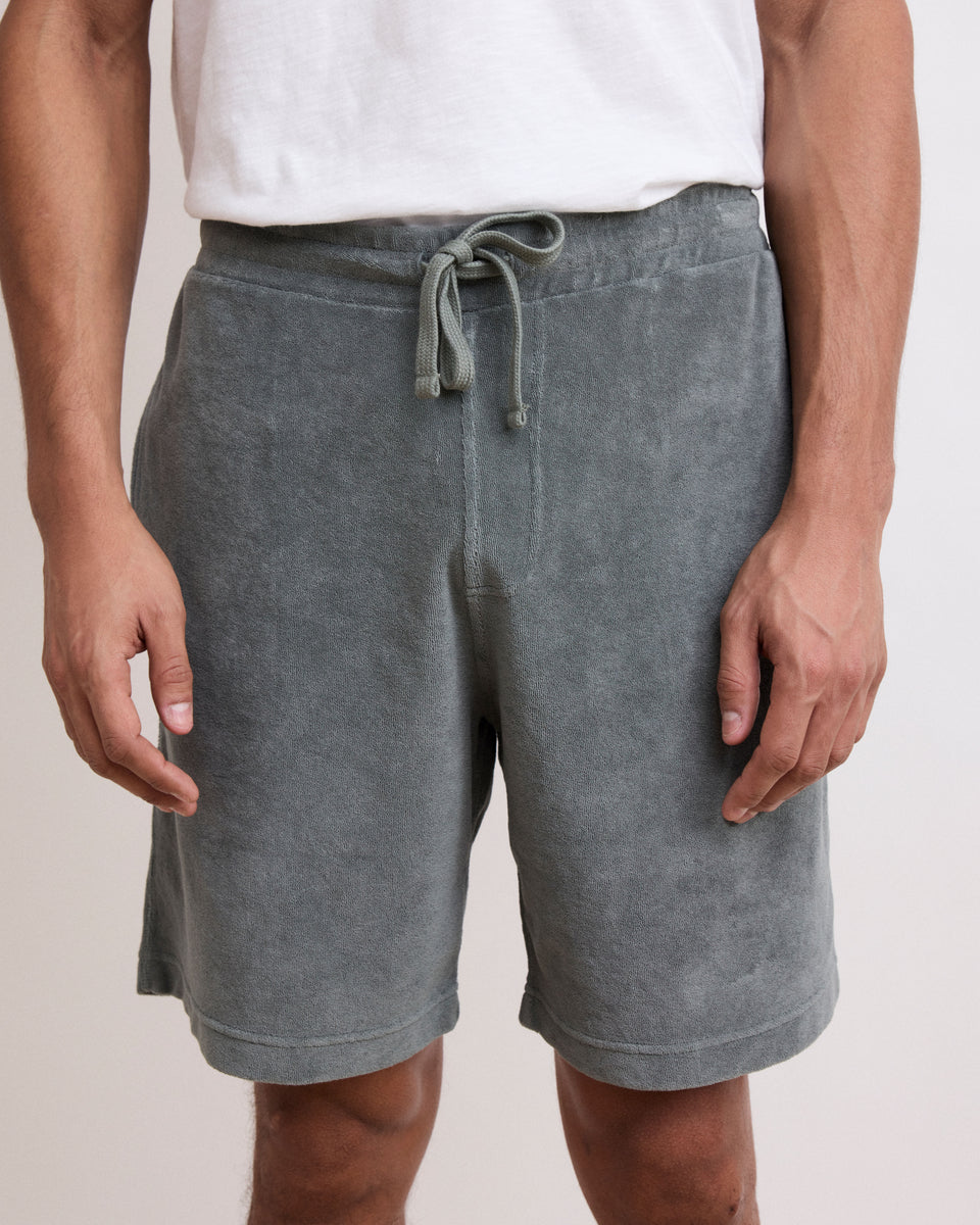 Men's Olive Green Terry Shorts - Image alternative