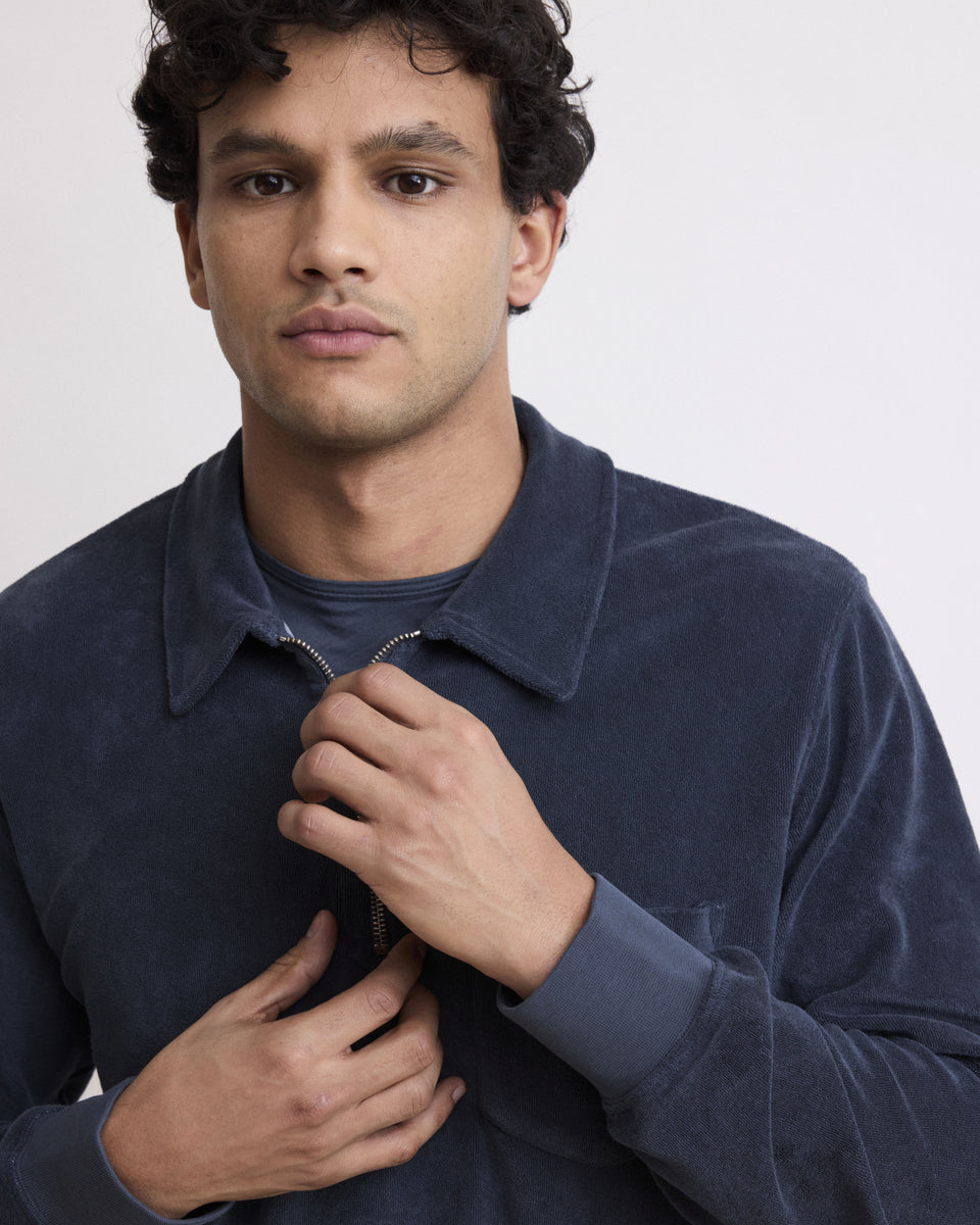 Men's Carbon Terry Polo Zipper Sweatshirt - Image alternative