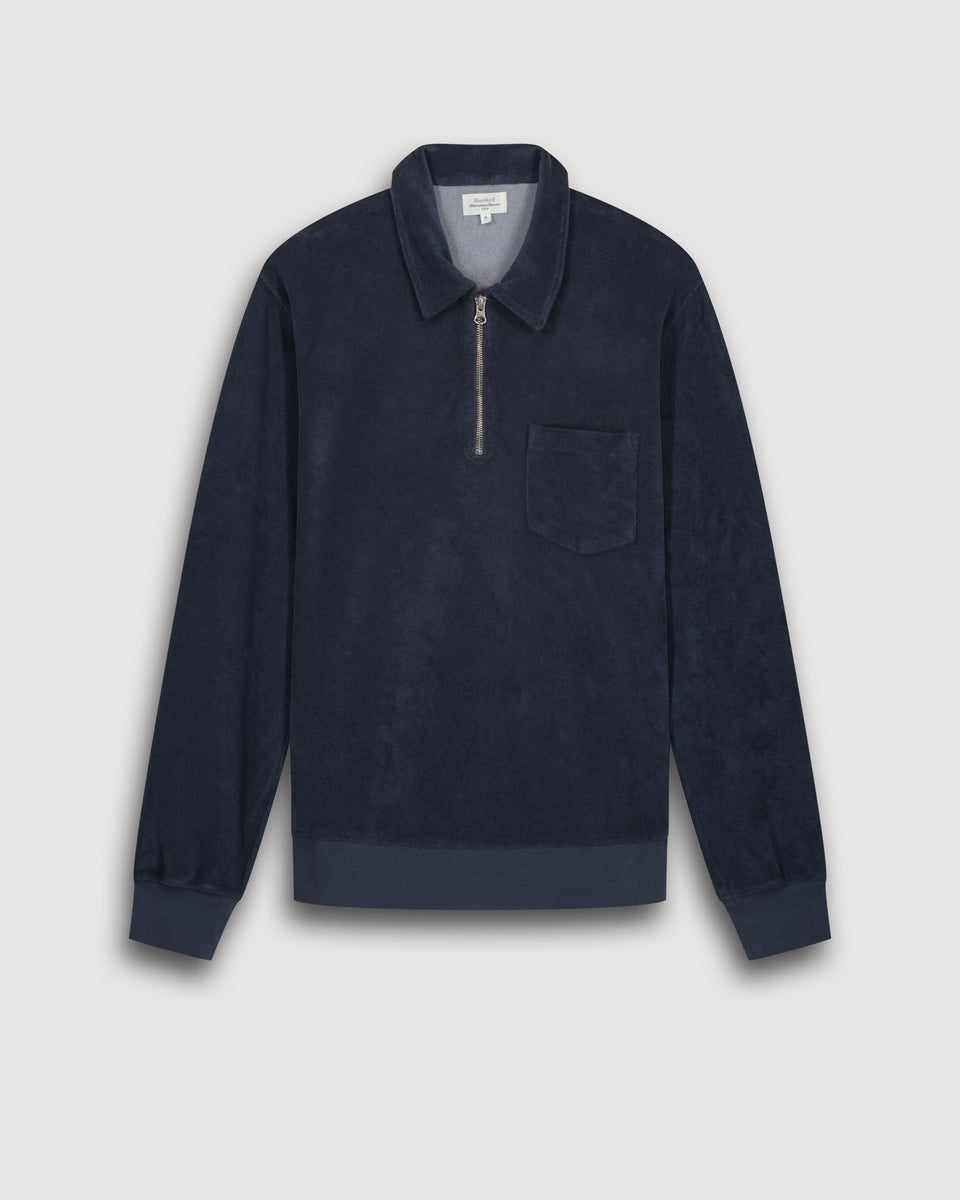 Sweatshirt Homme en Éponge Carbone Polo Zipper - Image 3