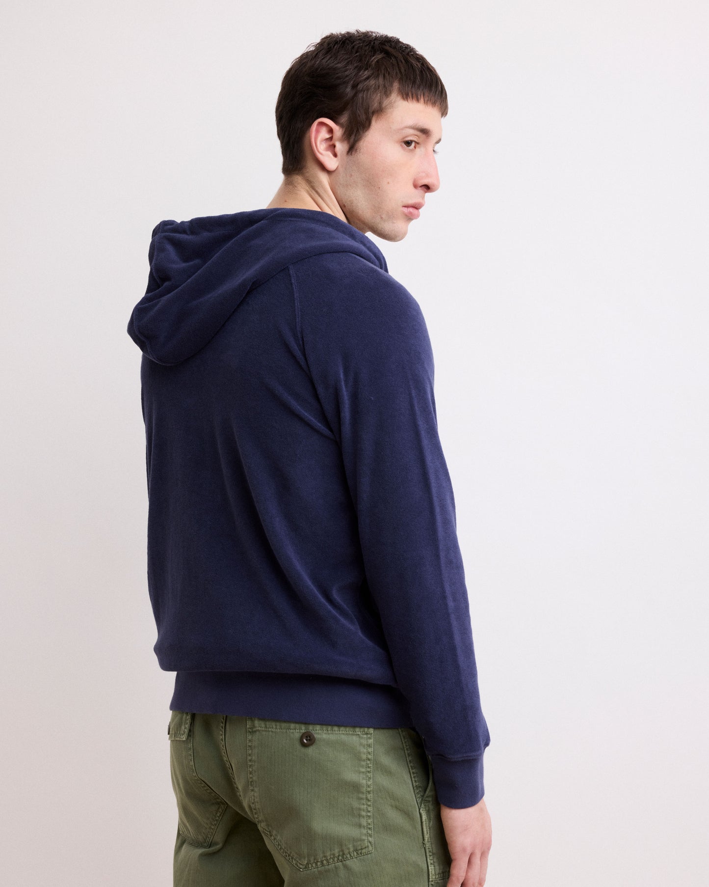 Sweatshirt Homme en Eponge Bleu Marine Hoody Zipper