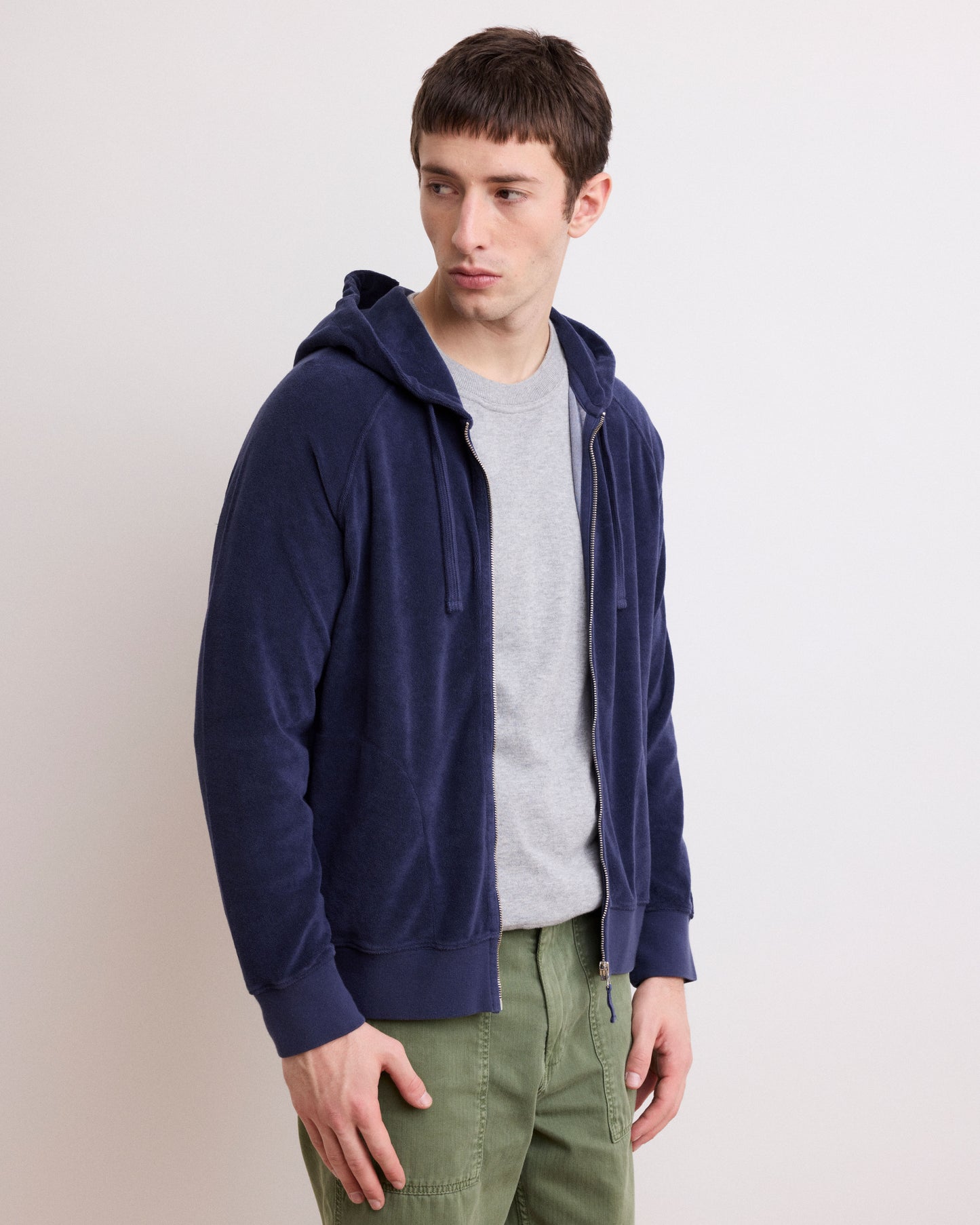 Sweatshirt Homme en Eponge Bleu Marine Hoody Zipper