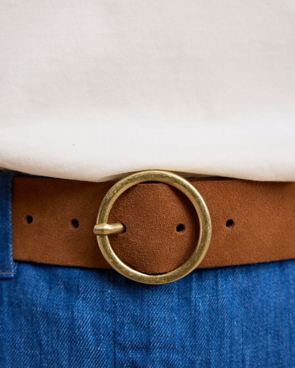 Aronde Women's Brown Suede Leather Belt - Image alternative