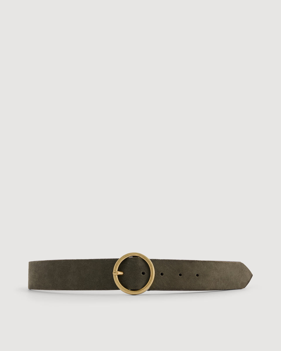 Aronde Women's Army Green Suede Leather Belt - Image alternative