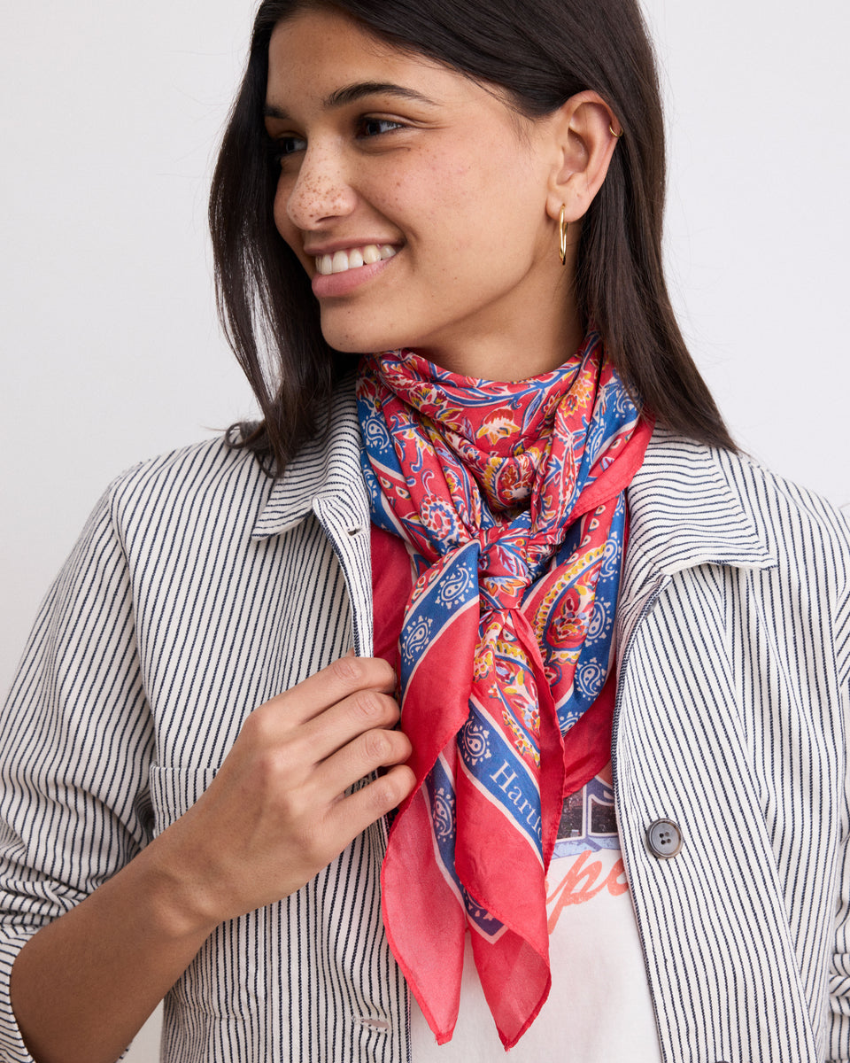 Women's Red Printed “Cashmere” Silk Bandana - Image alternative