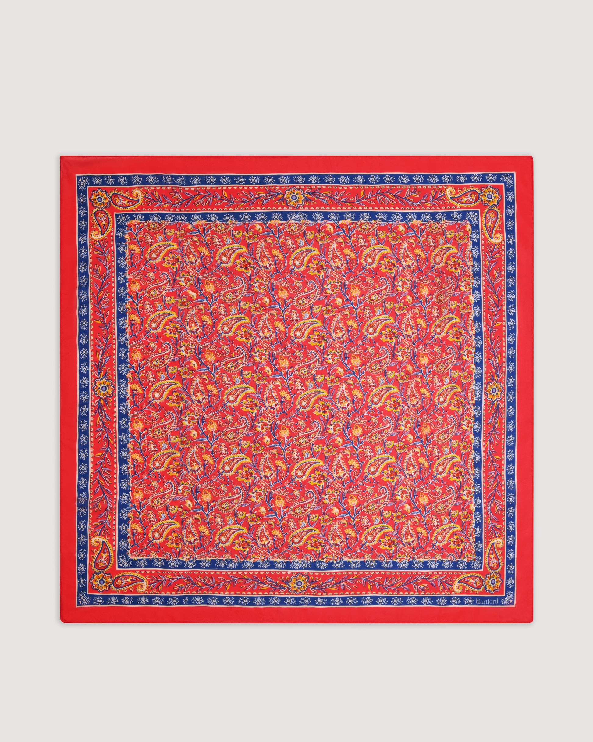 Bandana Femme en soie imprimée "Cachemire" Rouge