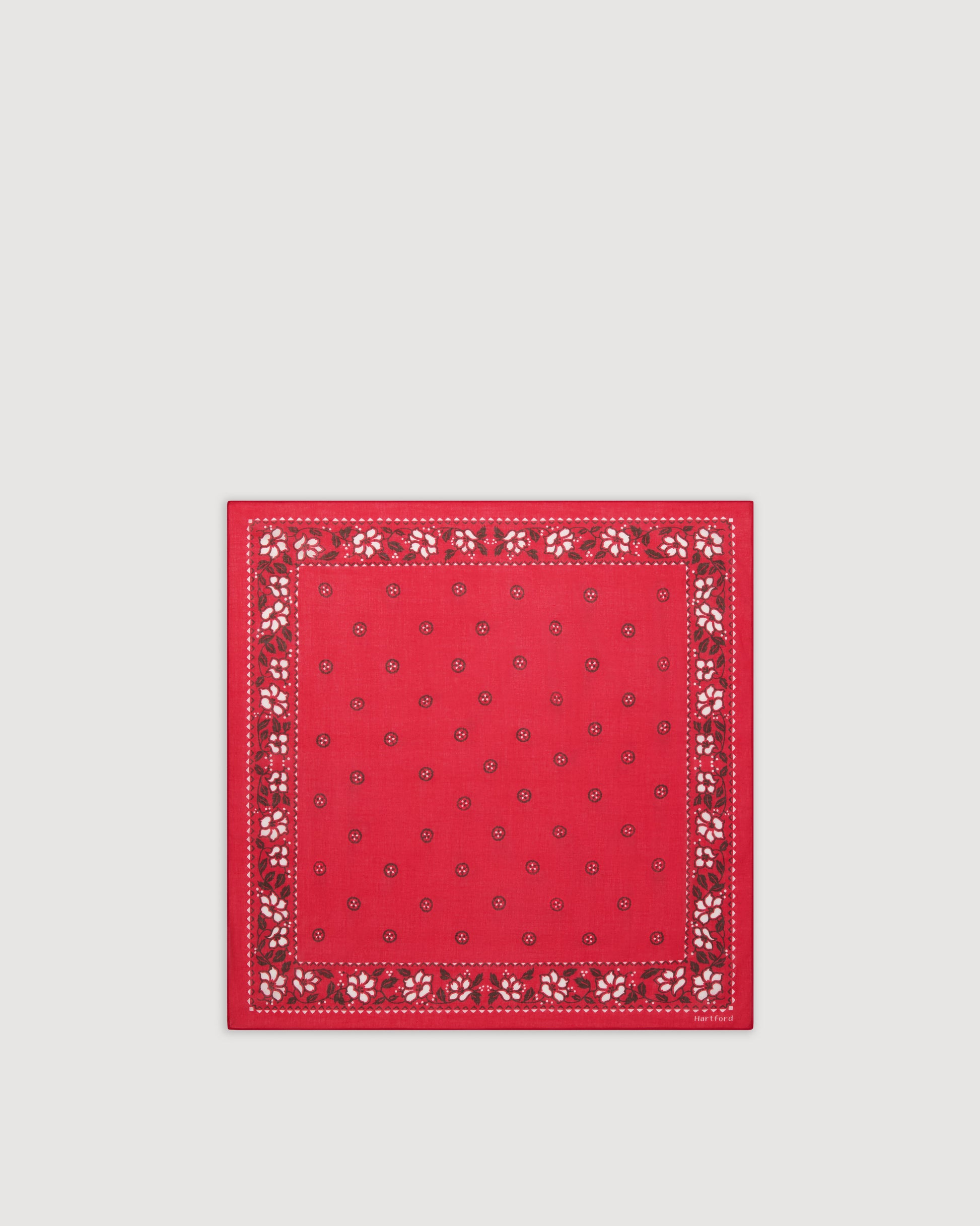 Bandana Femme en Voile de Coton Imprimé Rouge Hibiscus