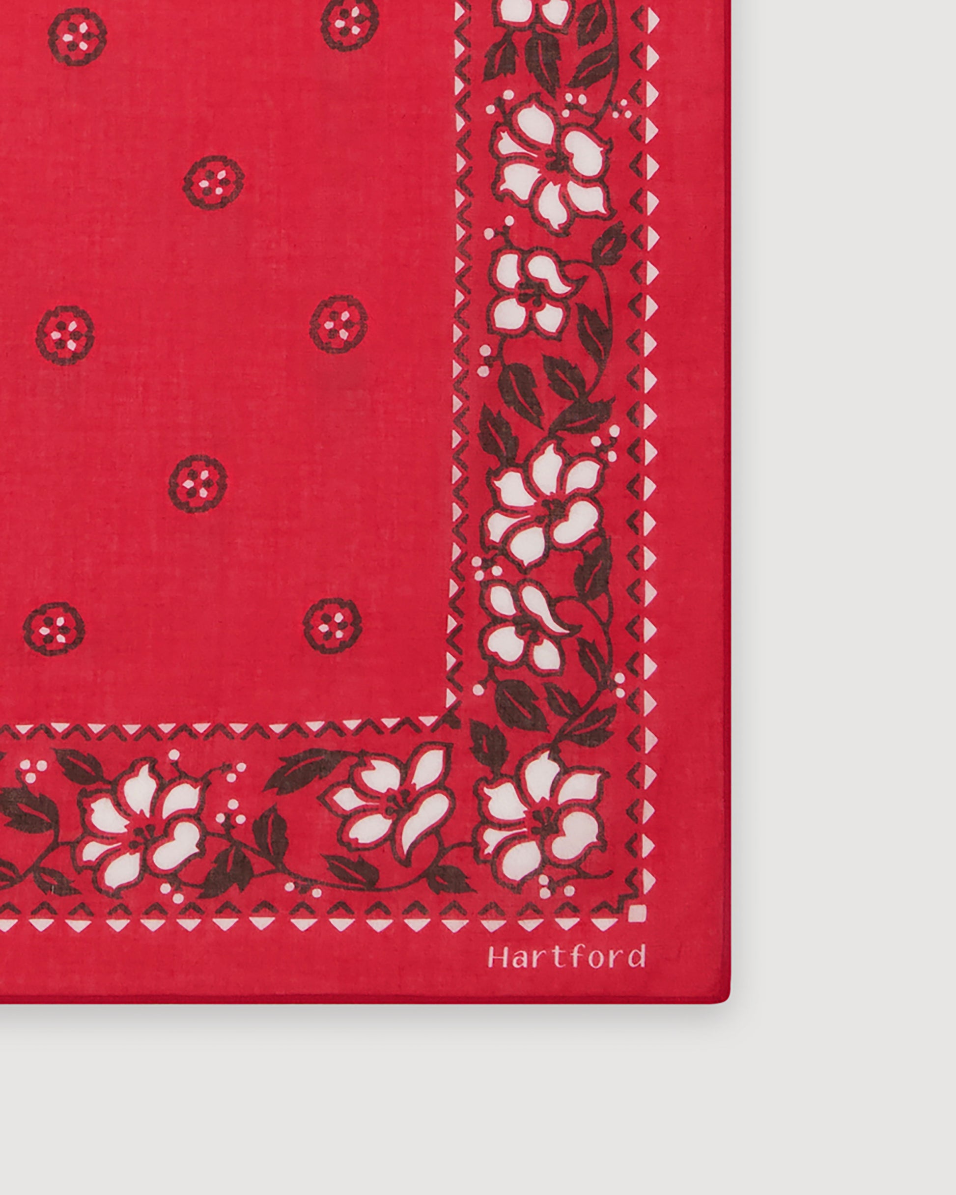 Bandana Femme en Voile de Coton Imprimé Rouge Hibiscus