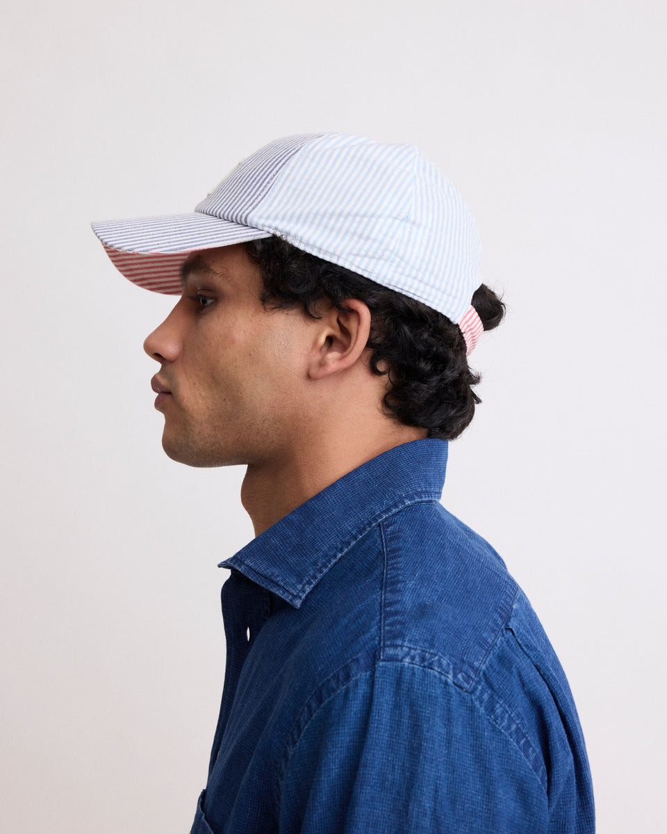 Cap H Men's Multicolor Seersucker Patchwork Cap - Image alternative