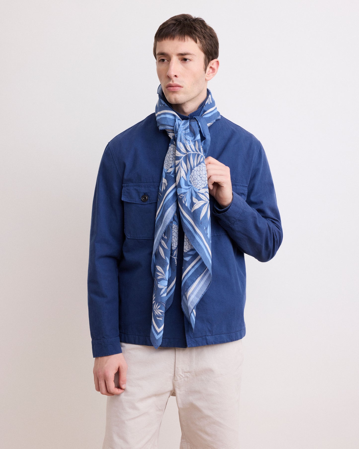 Echarpe Homme en Coton Imprimé "Pineapple" Bleu