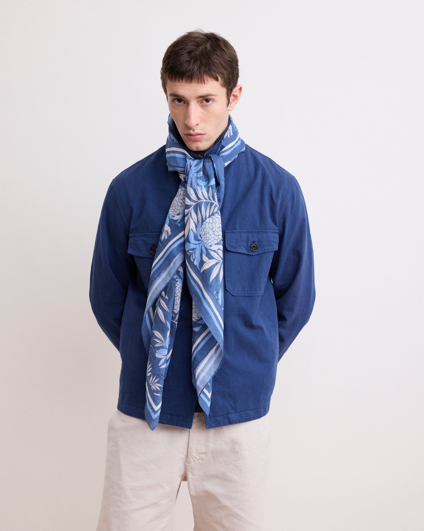 Echarpe Homme en Coton Imprimé "Pineapple" Bleu