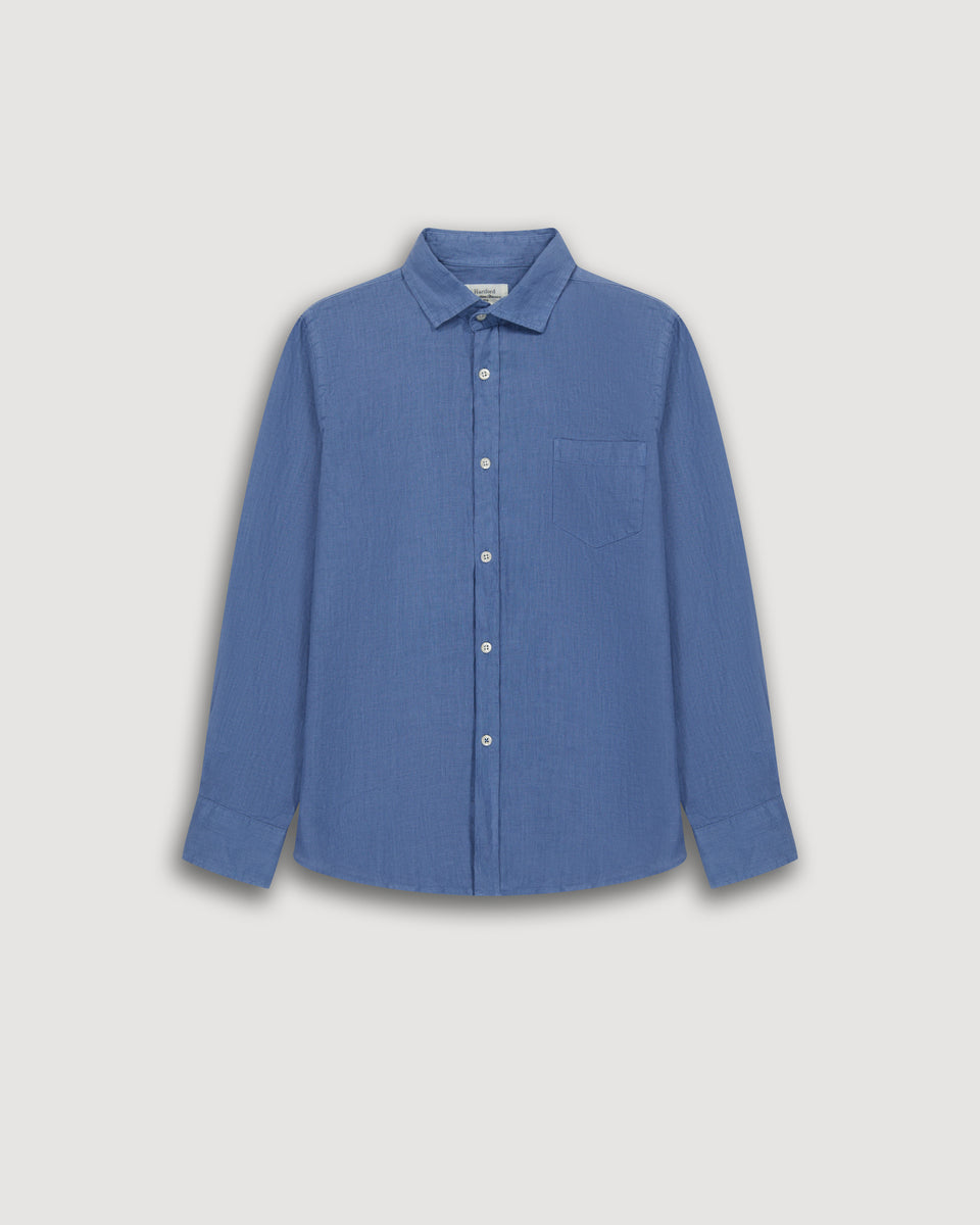 Chemise Garçon en Lin Bleu Denim Paul - Image principale