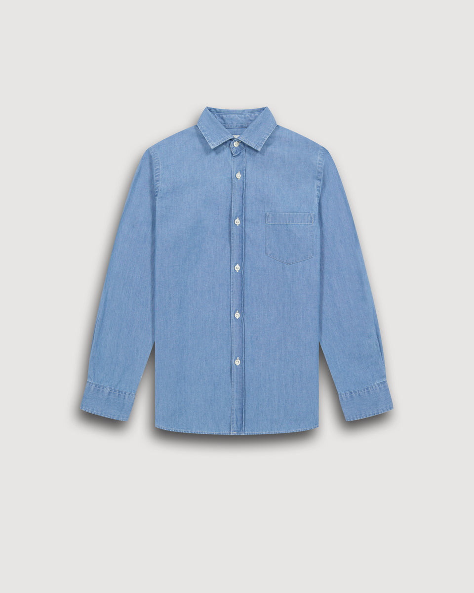 Chemise Garçon en Denim léger Indigo Paul - Image principale