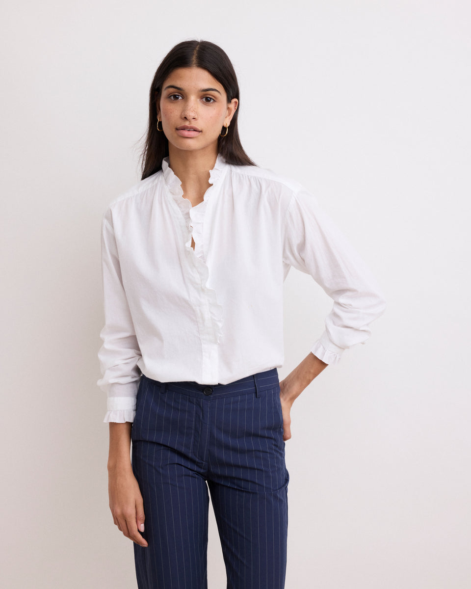 Camisa blanca de voile de algodón Carlotta para mujer - Image principale