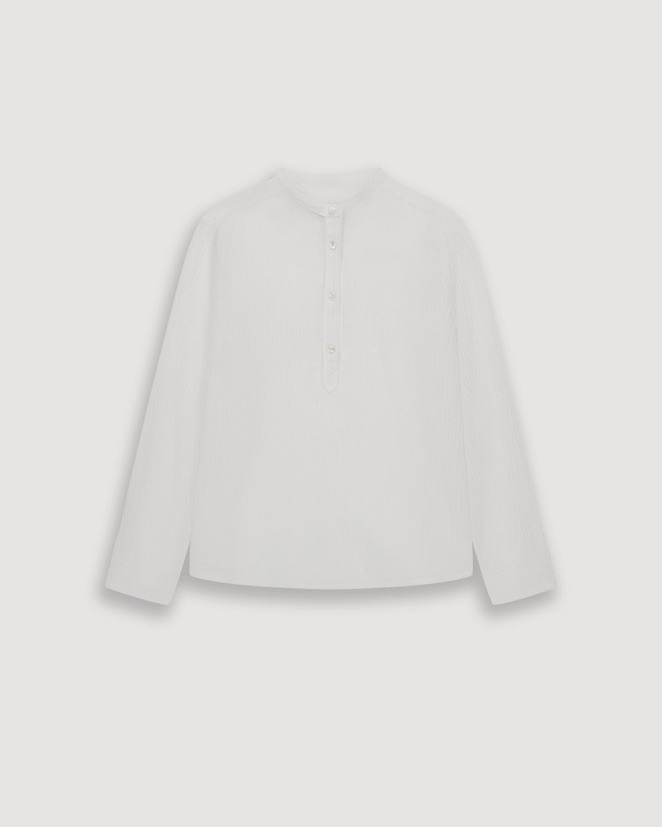 Codex Girl's White Cotton Seersucker Shirt - Image principale