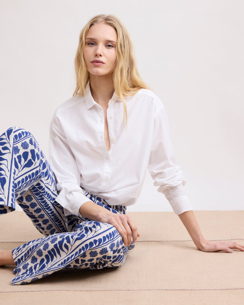 Charlot Camisa Seersucker Blanca Mujer - Image principale