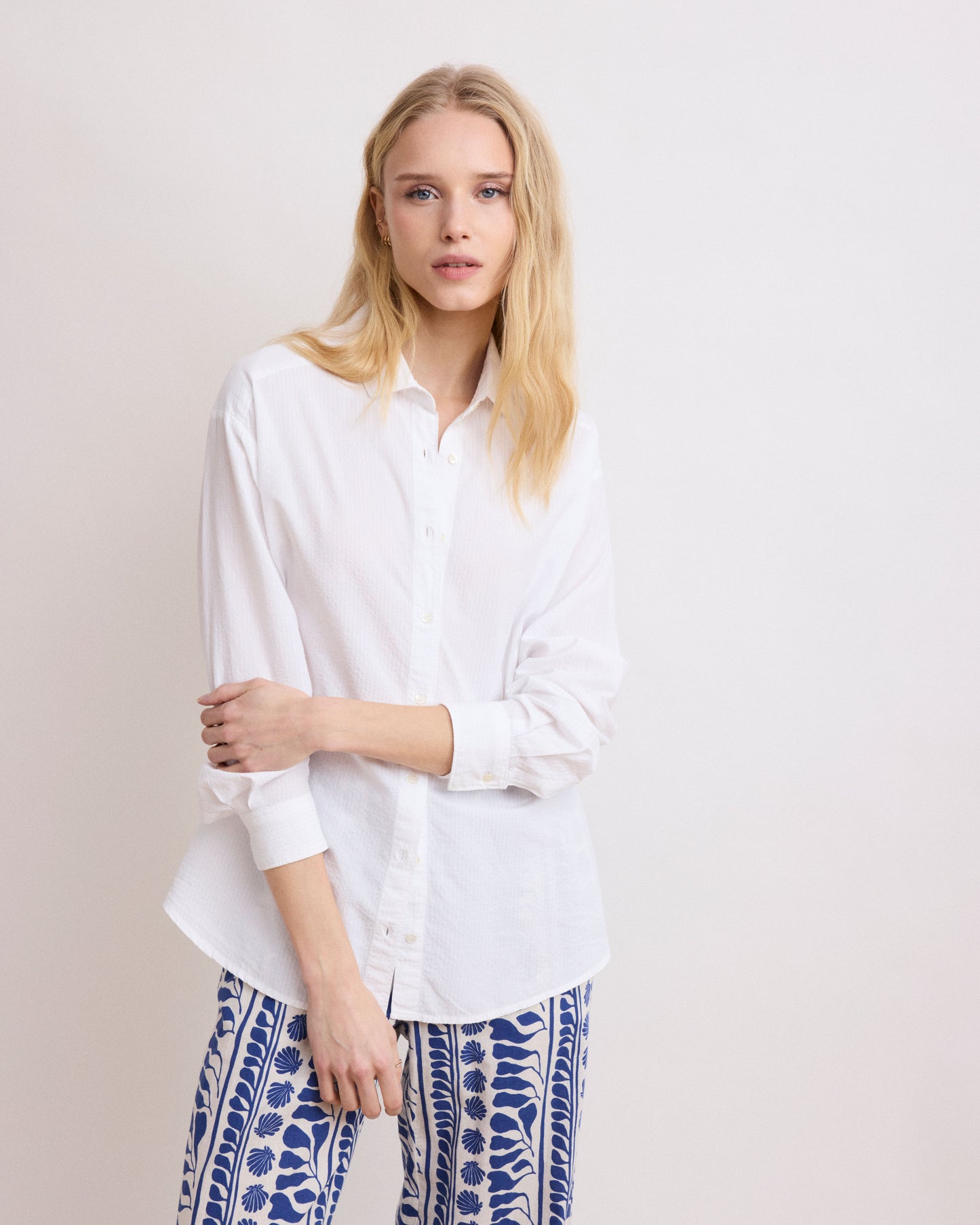 Chemise Femme en Seersucker Blanc Charlot