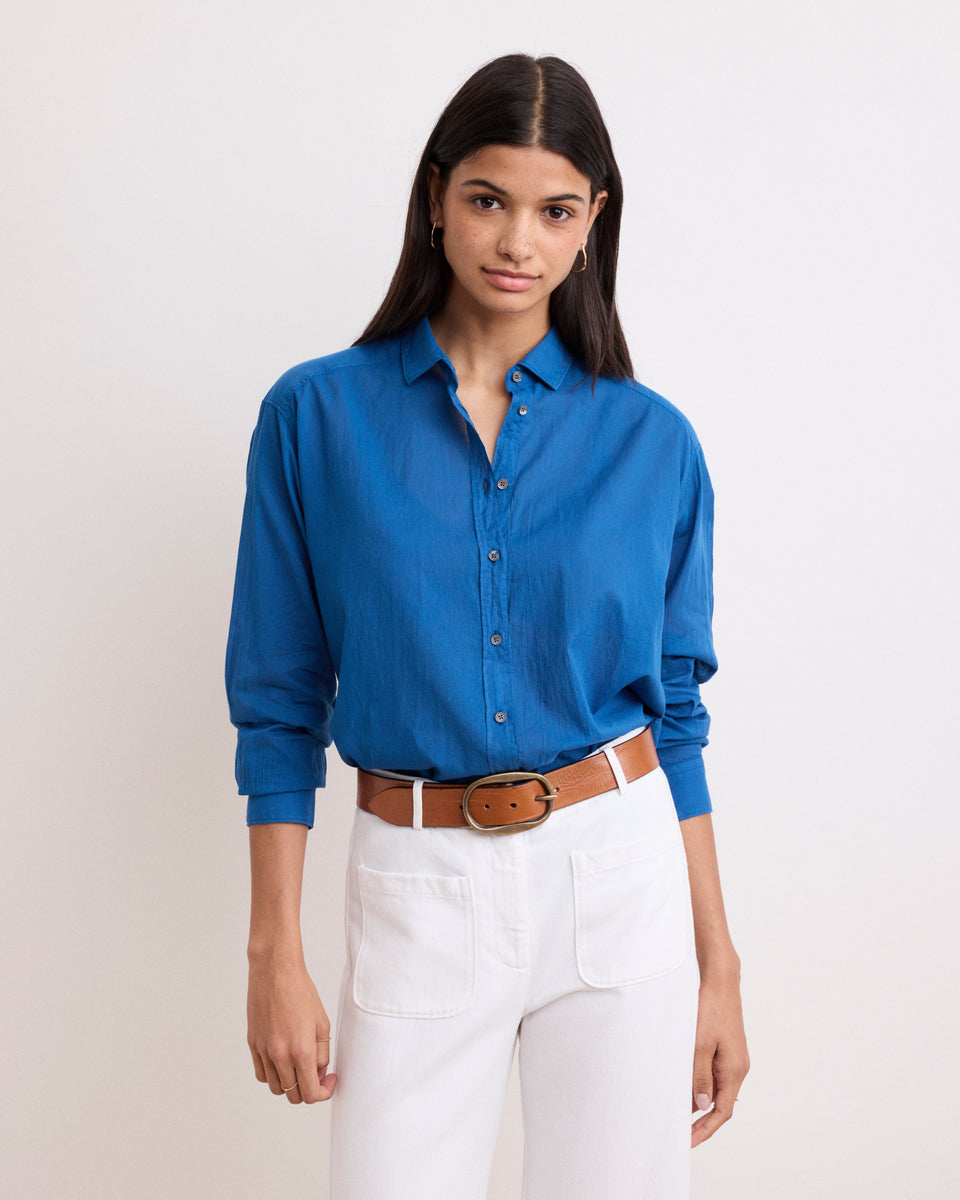 Charlot Women's Blue Cotton Voile Shirt - Image principale