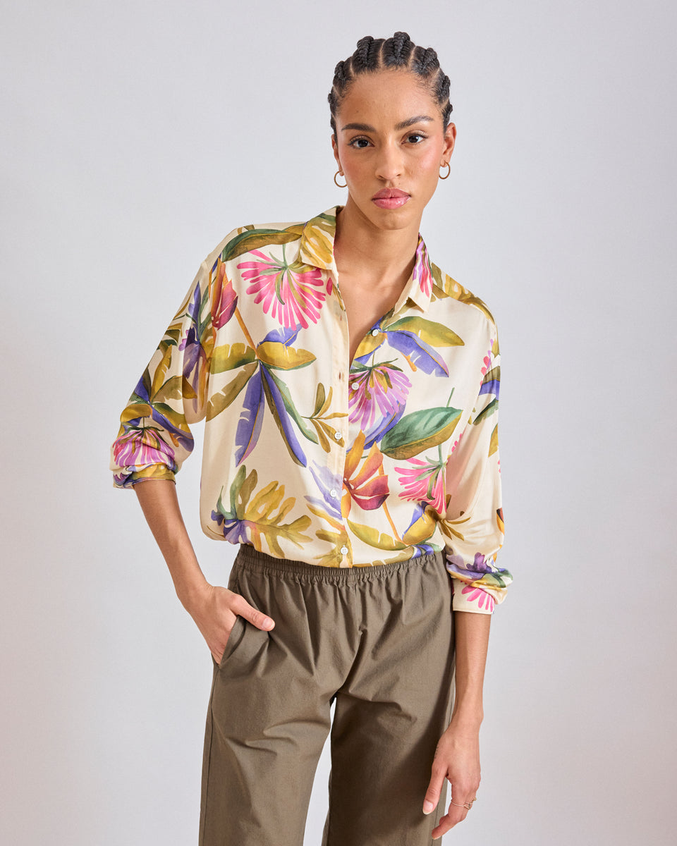 Charlot Women's Multicolor Flower Printed Viscose Shirt - Image principale