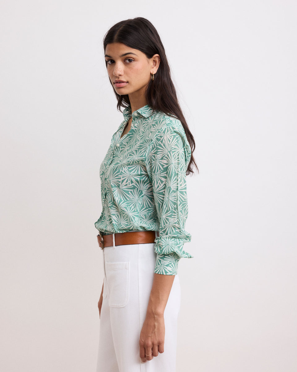 Camisa de voile de algodón estampada Corazón Verde Anémona para mujer - Image alternative
