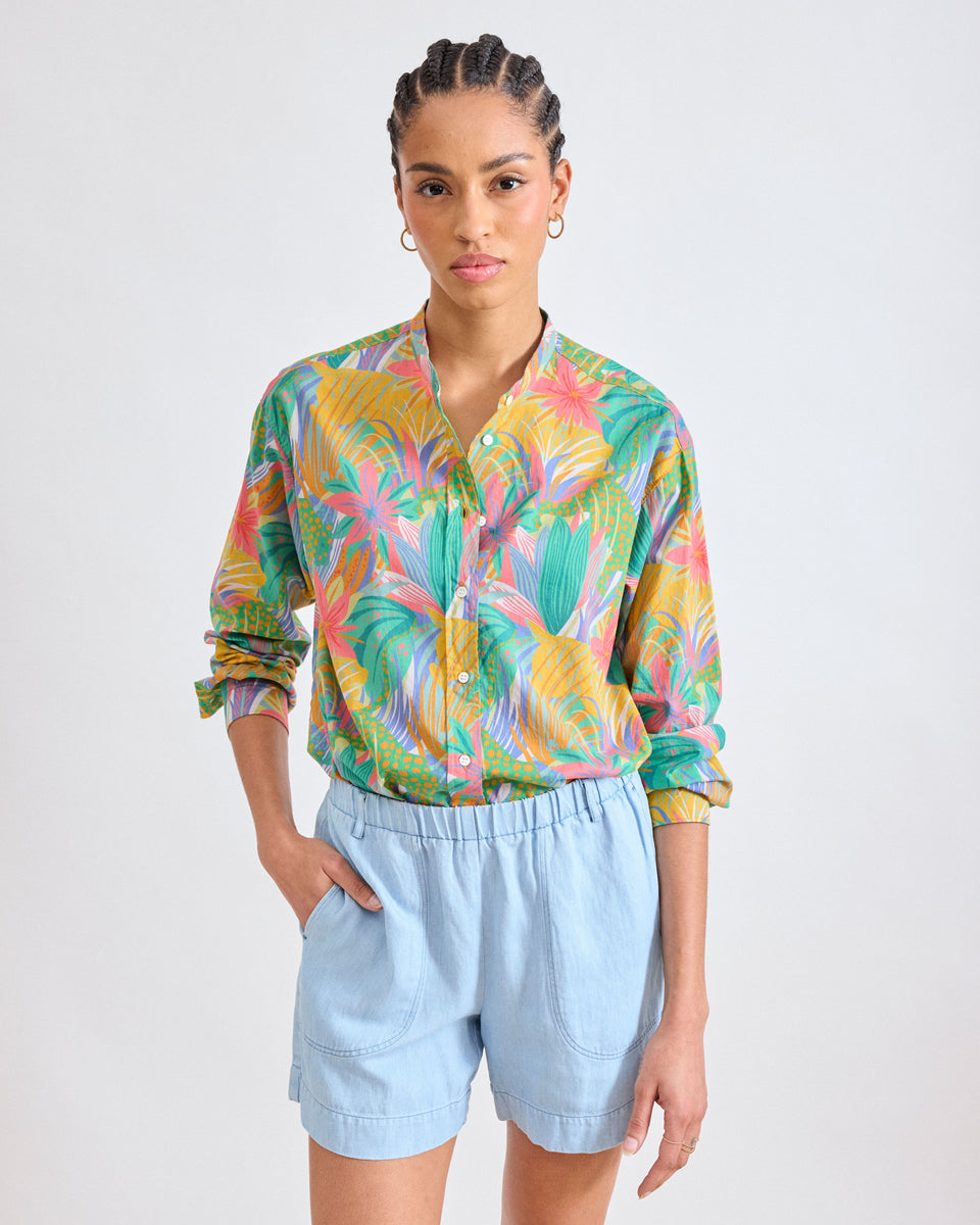 Cristal Women's Multicolor Jungle Printed Cotton Shirt - Image principale