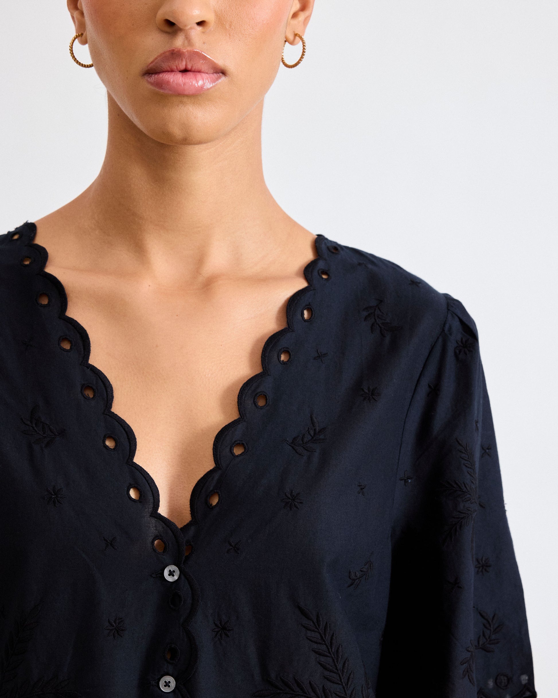 Chemise Femme en voile de coton Noir Costa