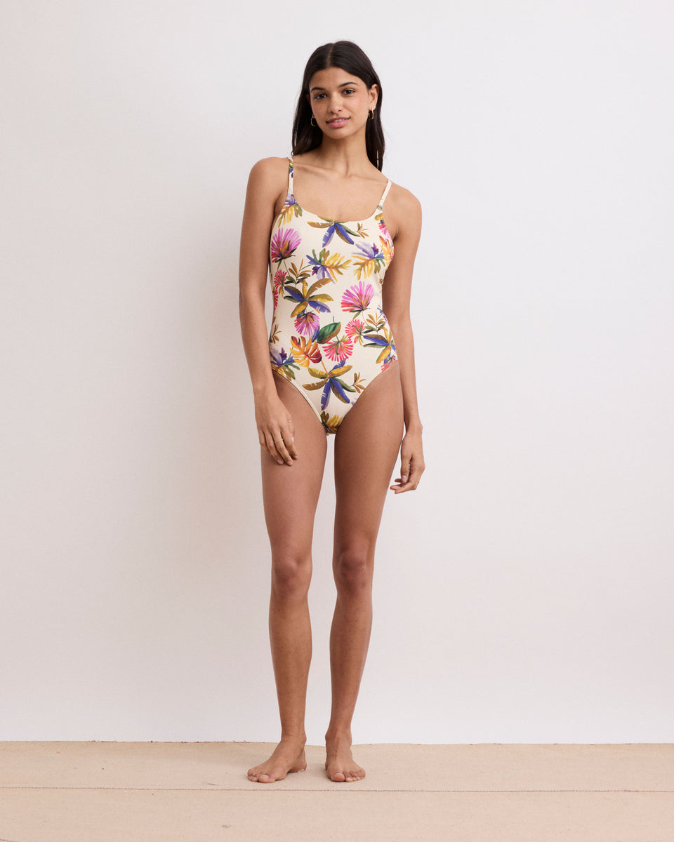 Barbara Women's Multicolor Leaves & Flowers Printed Swimwear - Image alternative