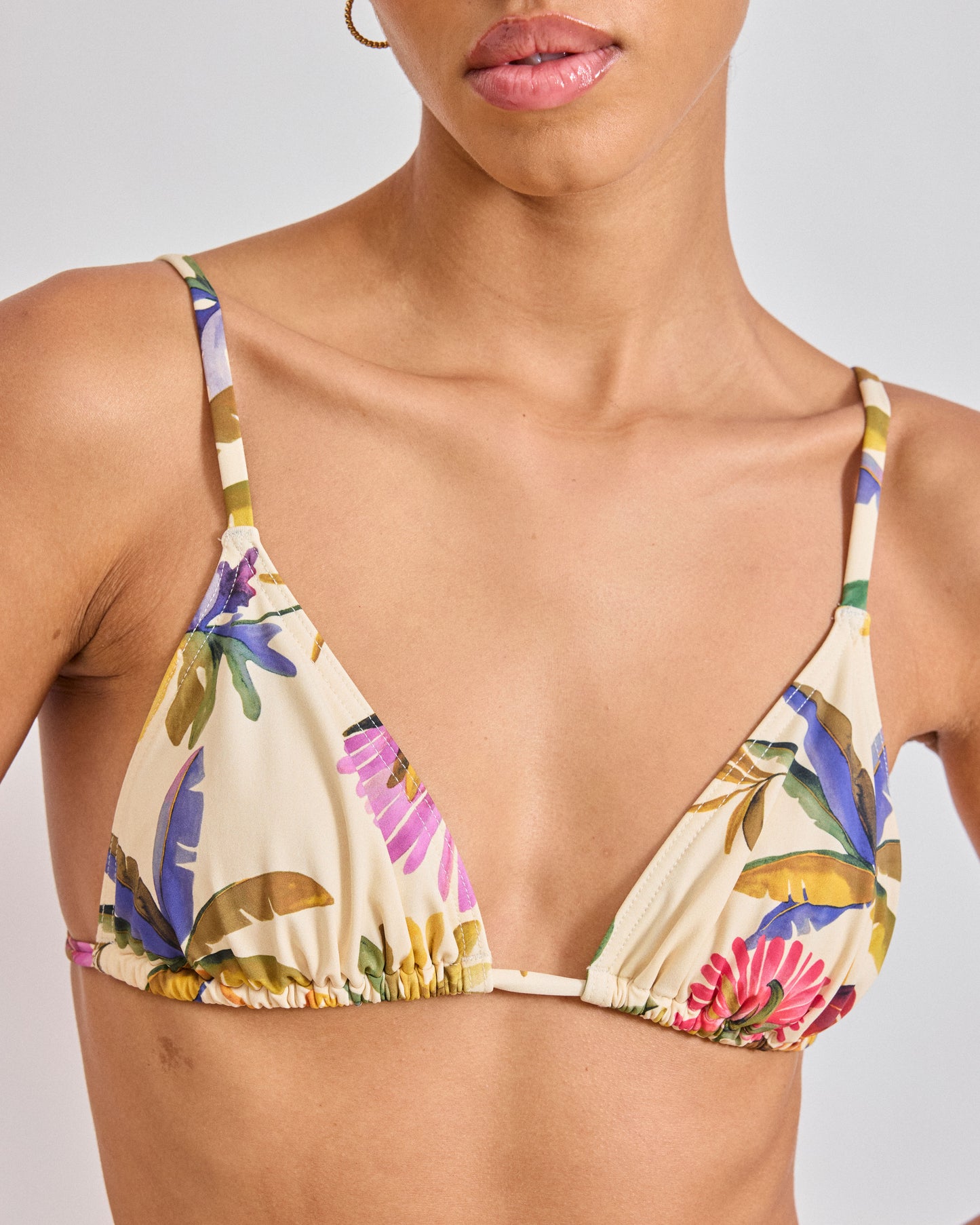 Haut de maillot de bain Femme imprimé Feuilles et Fleurs Multicolore Bikini Beachwear