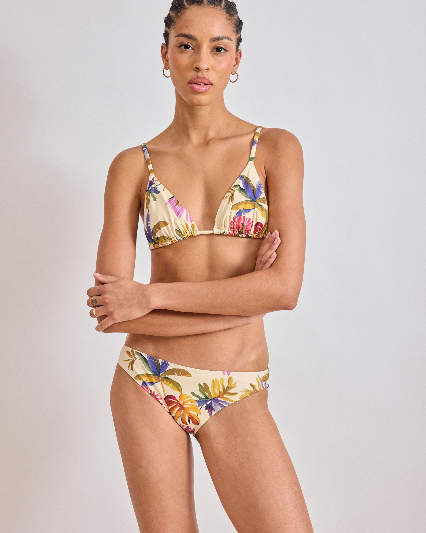 Bas de maillot Femme Imprimé Feuilles et Fleurs Multicolore Bikini Beachwear