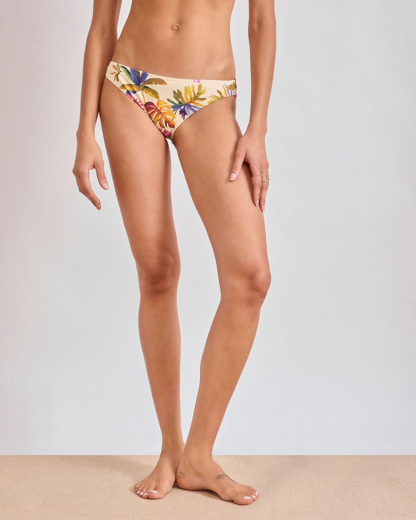 Bas de maillot Femme Imprimé Feuilles et Fleurs Multicolore Bikini Beachwear