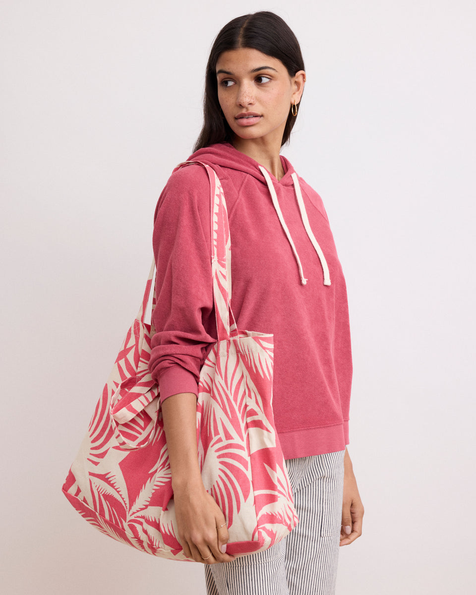 Women's Red Palm Printed Cotton Bag - Image principale