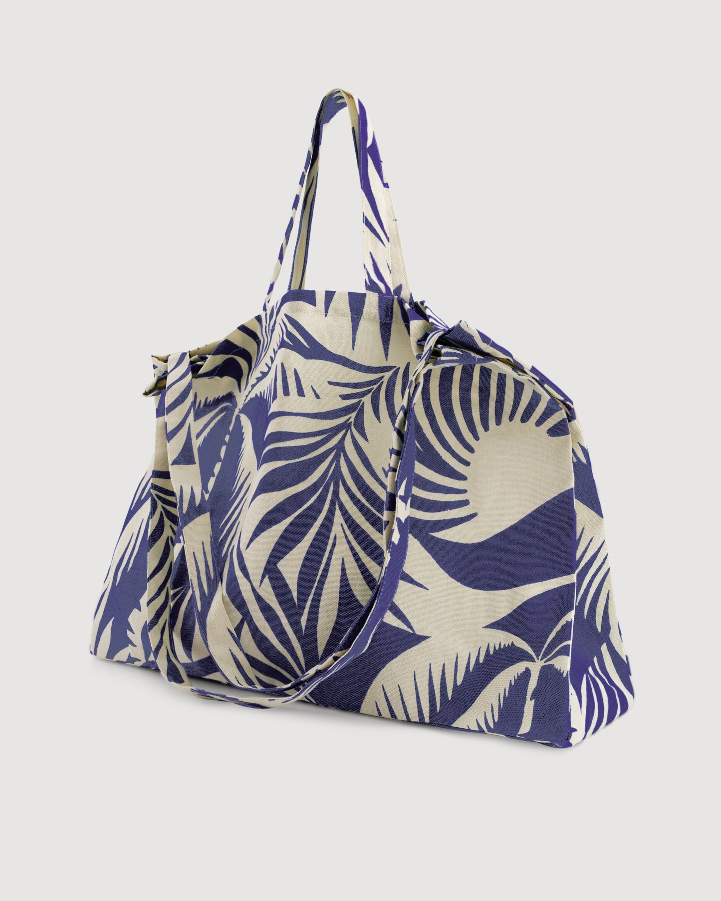 Sac Femme en Coton Imprimé Bleu Palmiers Marine