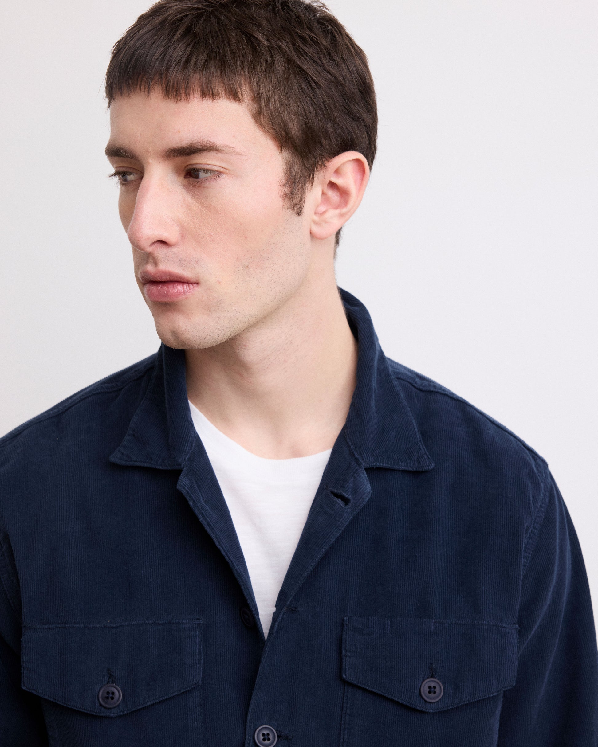 Veste Homme en Velours Côtelé Bleu Marine Jame