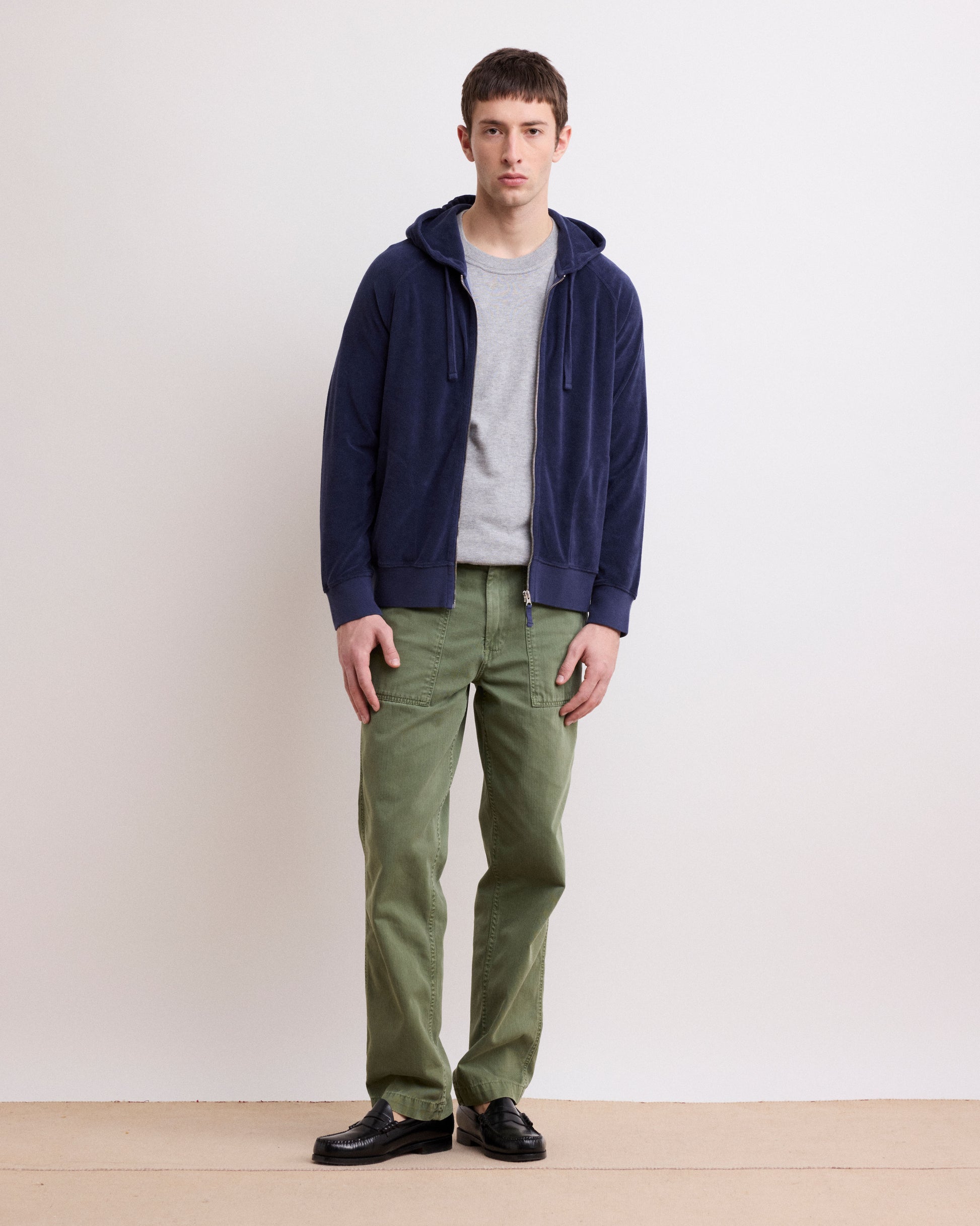 Pantalon Homme en Coton à Chevrons Vert Militaire Fatigue